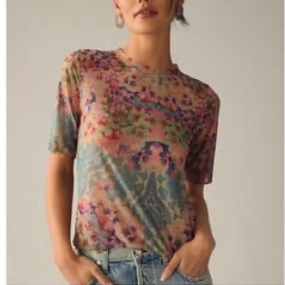 Anthropologie by Porridge Mesh Floral Top